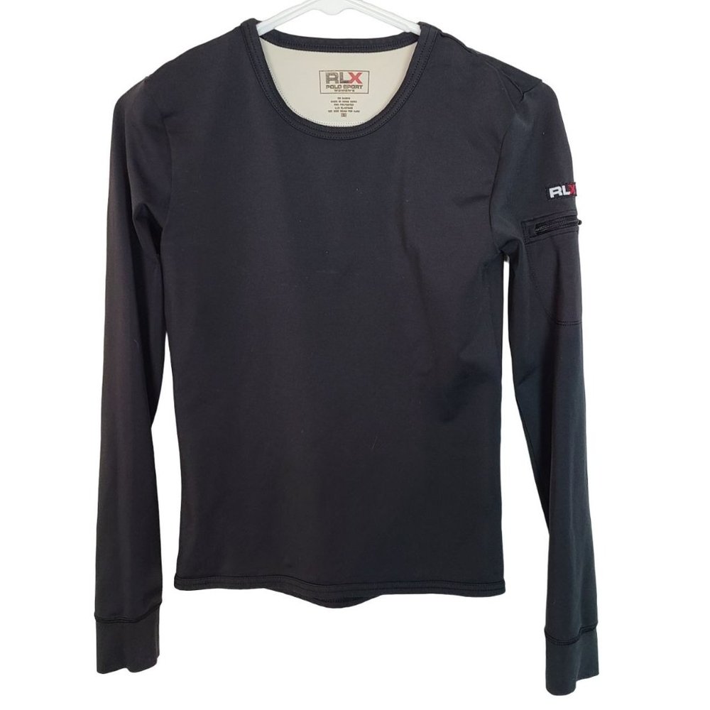 RLX Polo Sport Womens L Black Long Sleeves Crew Neck Athletic T Shirt Pullover